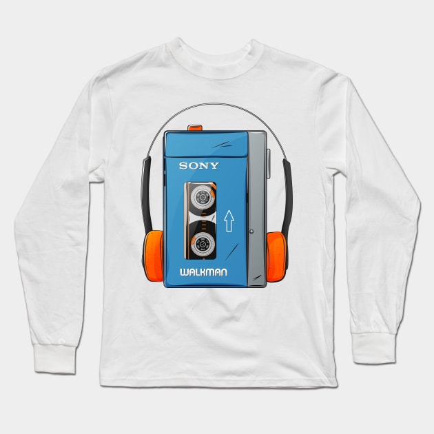 Vintage Cassette Player Long Sleeve T-Shirt by ThunderCrafts